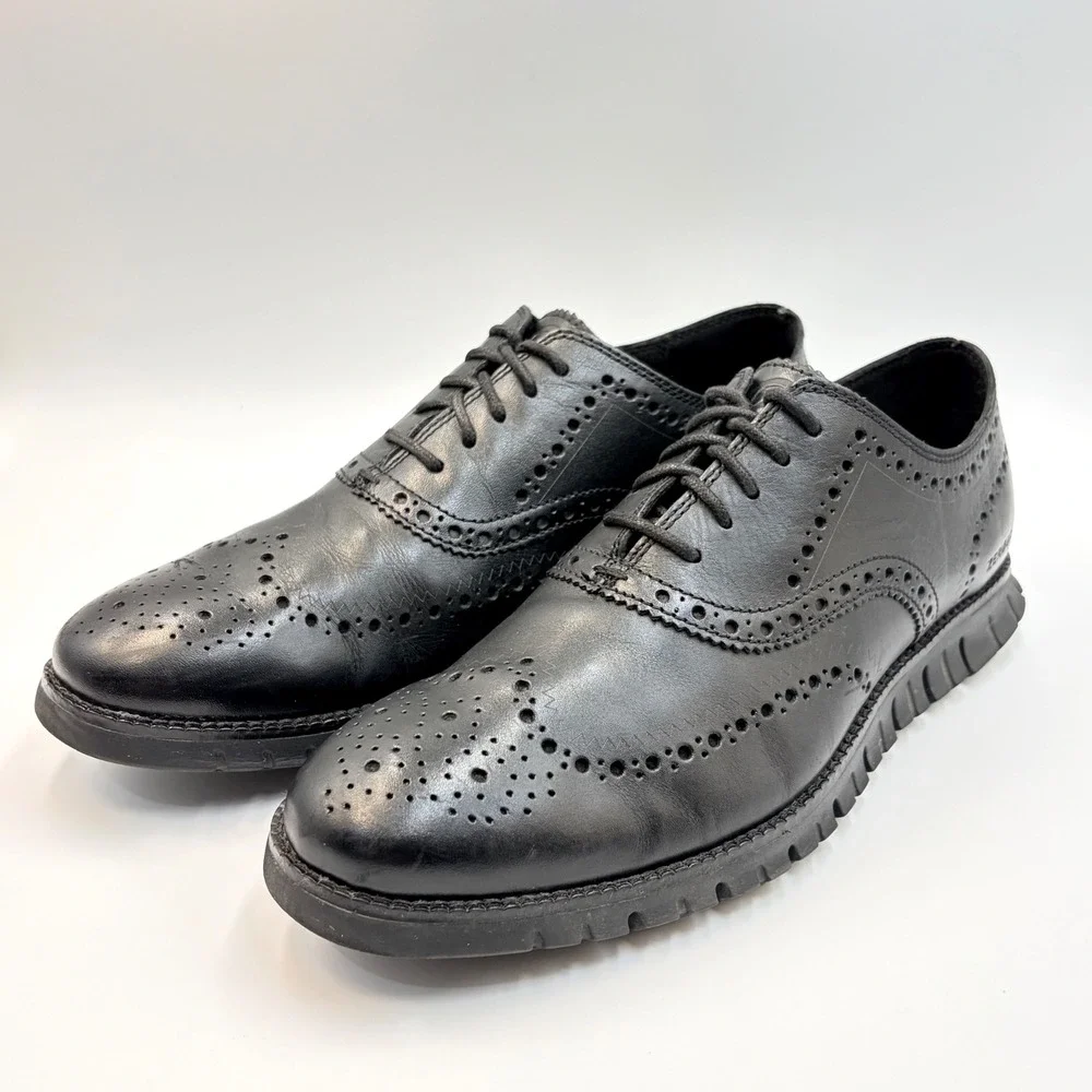 Cole Haan Zerogrand Mens 10.5 M Black Leather Wingtip Oxford Shoes C20719